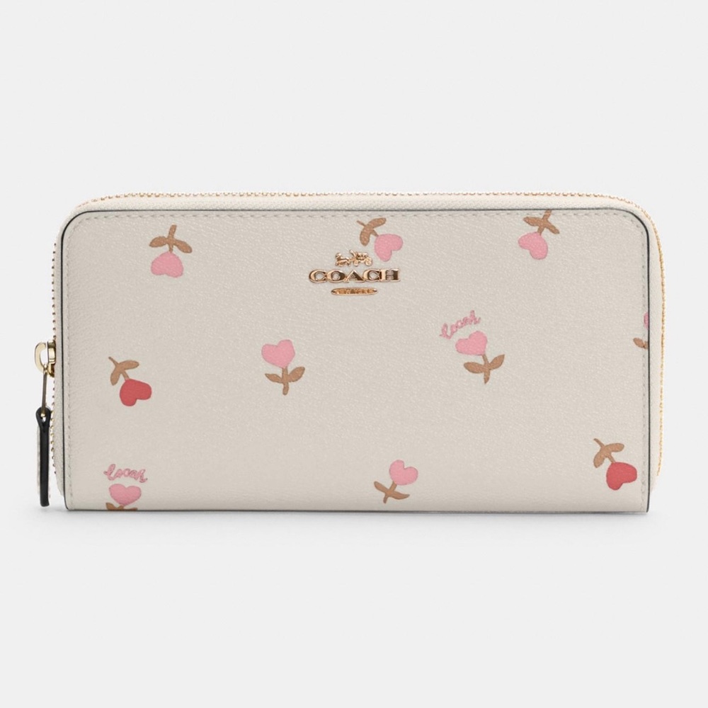 AUTHENTIC Coach NWT Zip Wallet Heart Floral Print